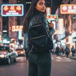 MMS Design Studio dark blue Velvet Backpack